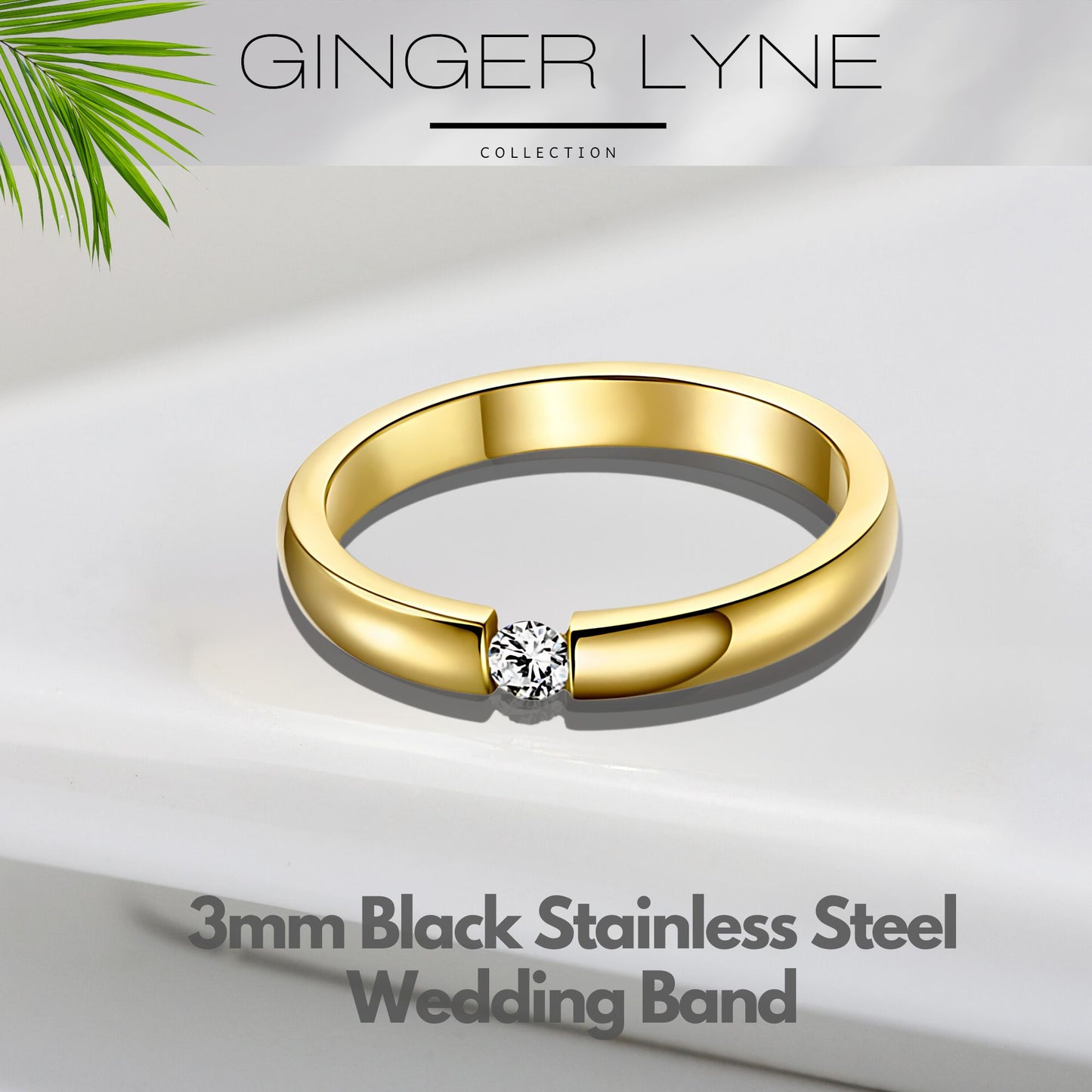 WeddingBandRingforWomenorMenGoldStainlessSteelCrystalGingerLyneCollection_Gold-2