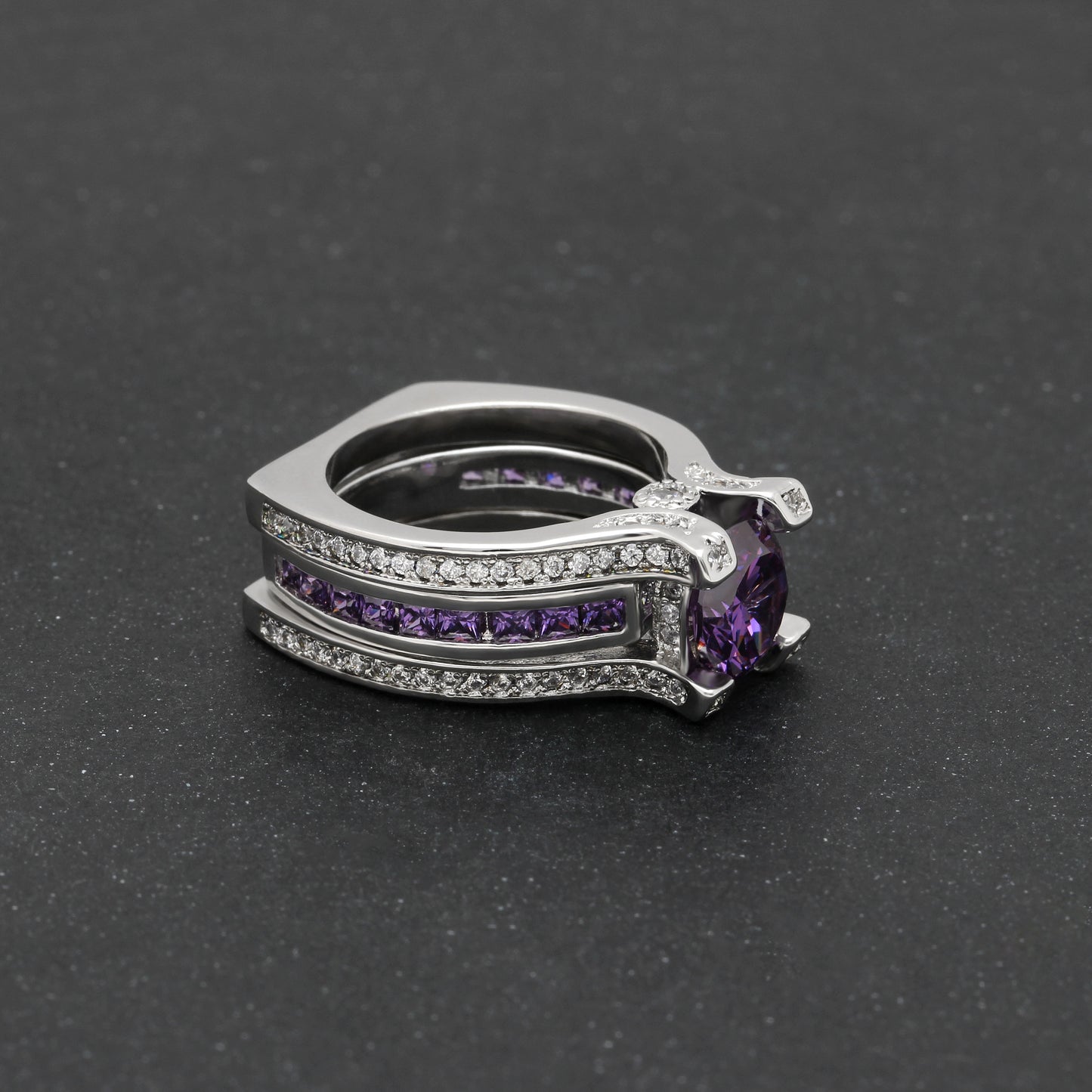 SkylarWeddingRingSetforWomenEngagementRingandMatchingBandCzGingerLyneCollection_Purple/Purple-5
