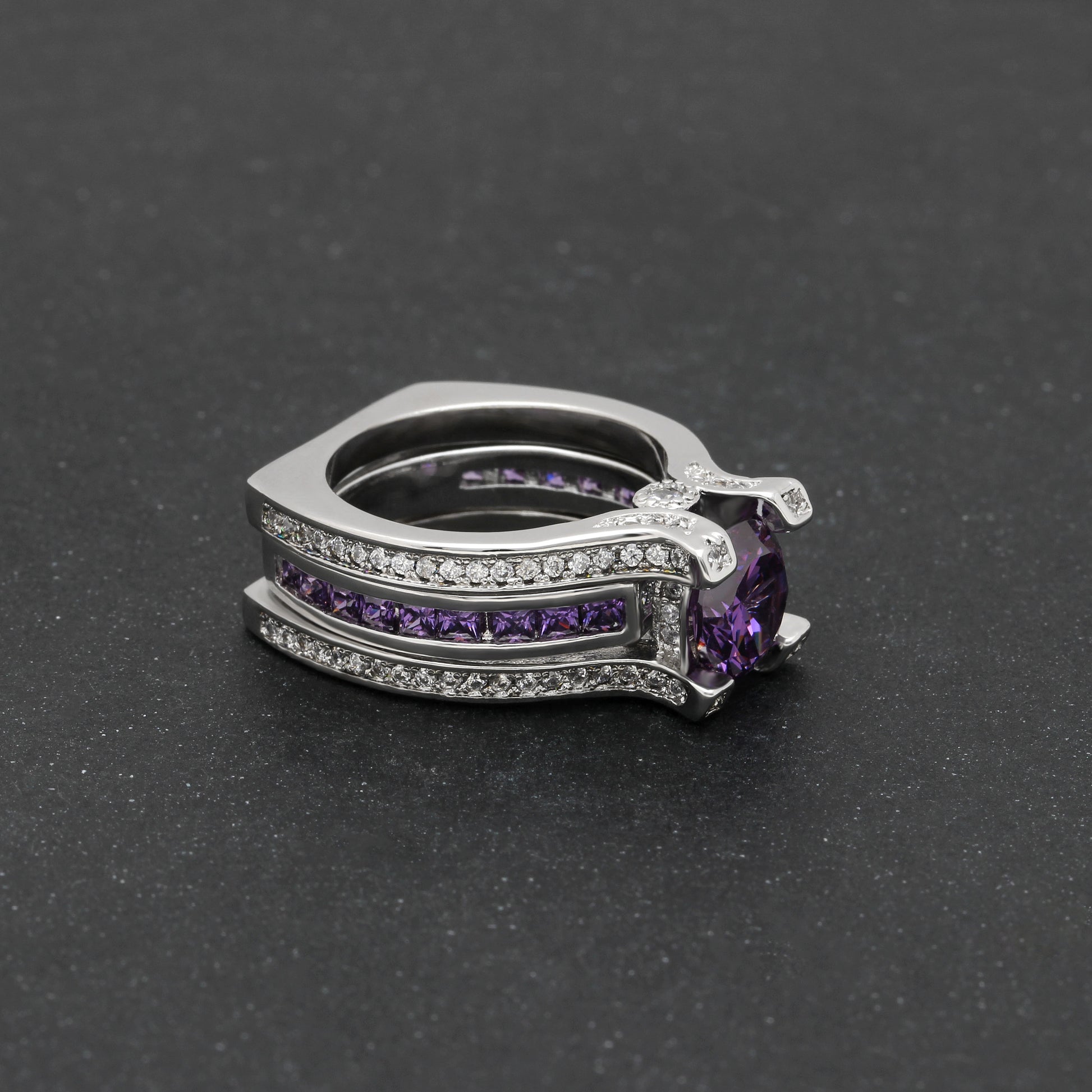 SkylarWeddingRingSetforWomenEngagementRingandMatchingBandCzGingerLyneCollection_Purple/Purple-5