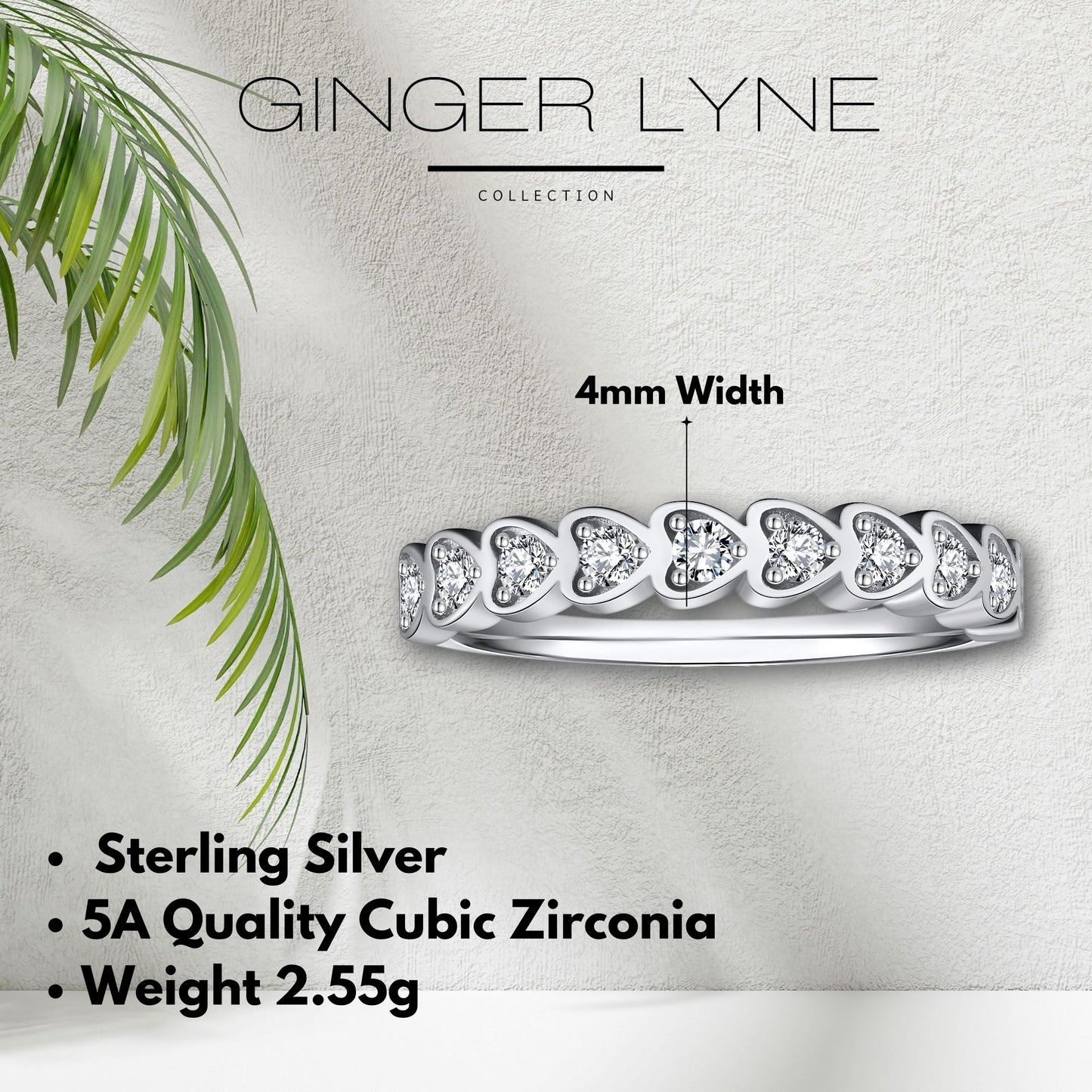 SterlingSilverWeddingBandforWomenCZHeartAnniversaryRingbyGingerLyneCollection_Silver-4