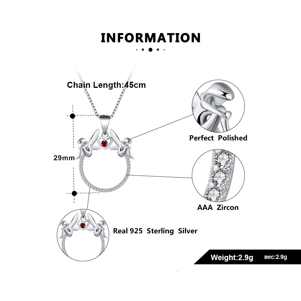 FairyHeartSterlingSilverRedCzPendantChainNecklaceWomenWhimsicalGingerLyneCollection_Silver-6