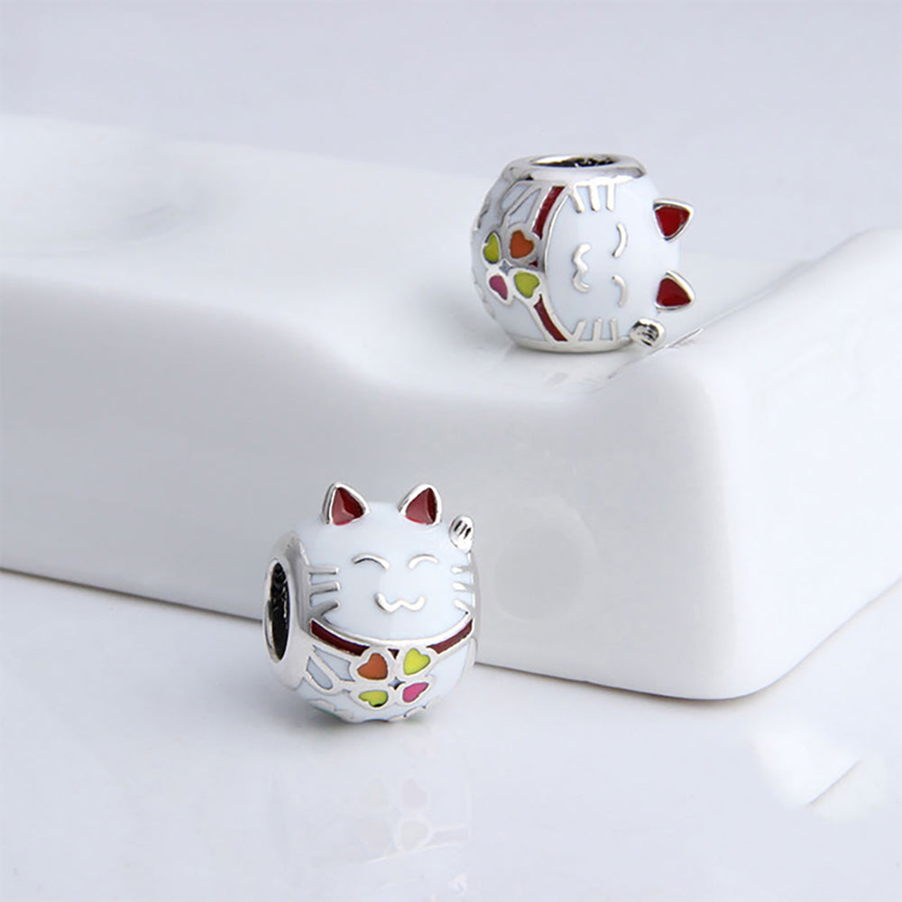 CatCharmforWomenEuropeanBeadforBraceletEnamelSterlingSilverGingerLyneCollection_Silver-3