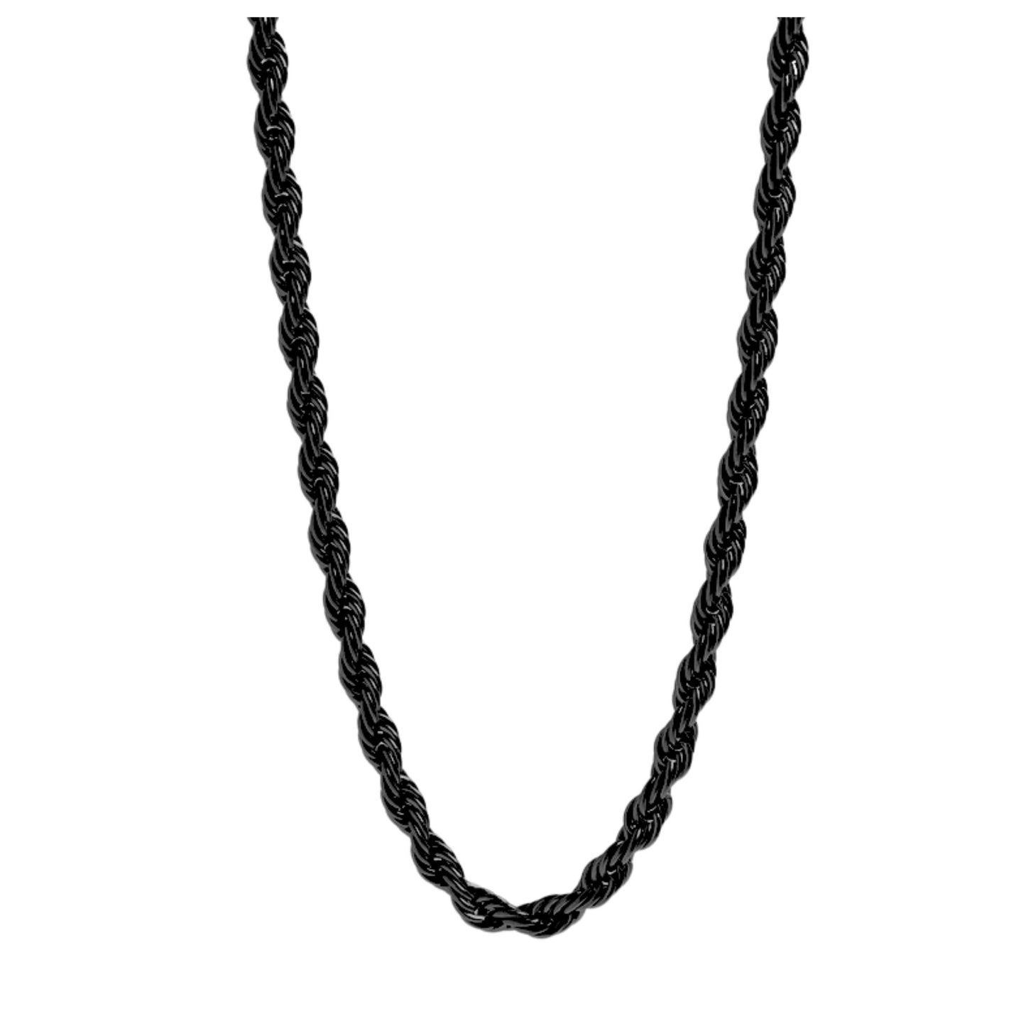 BlackRopeChainForWomenorMen20"Length4mmWidthLobsterClaspGingerLyneCollection_Black-2