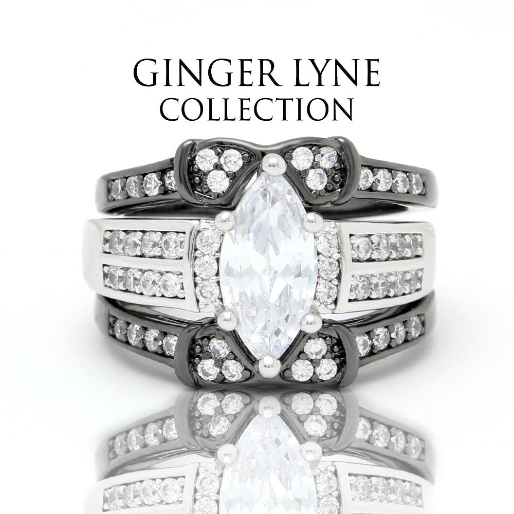 AdoraWeddingRingSetforWomenEngagementRing2MatchingBandCubicZirconiaBlackHaloGingerLyneCollection_Black-3