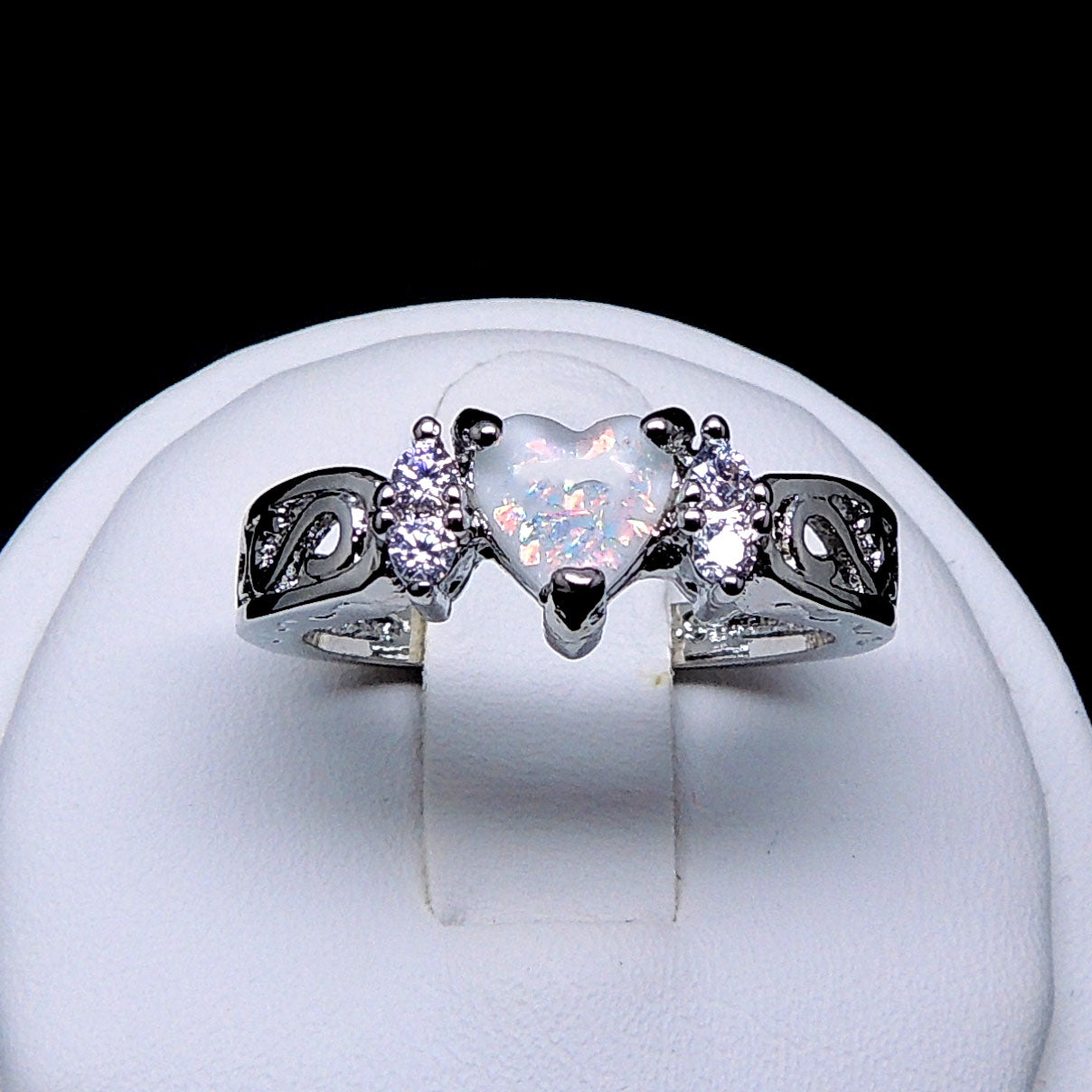 HollandPromiseRingHeartSimulatedFireOpalCzWomensGingerLyneSize12_Silver-2