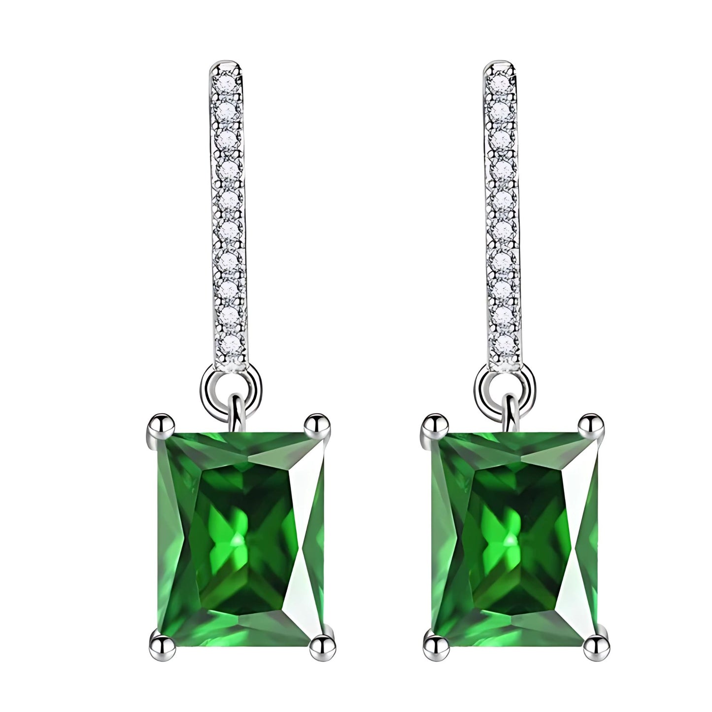 LioraDangleEarringsforWomenEmeraldCutCubicZirconiaHookGingerLyneCollection_Silver-4