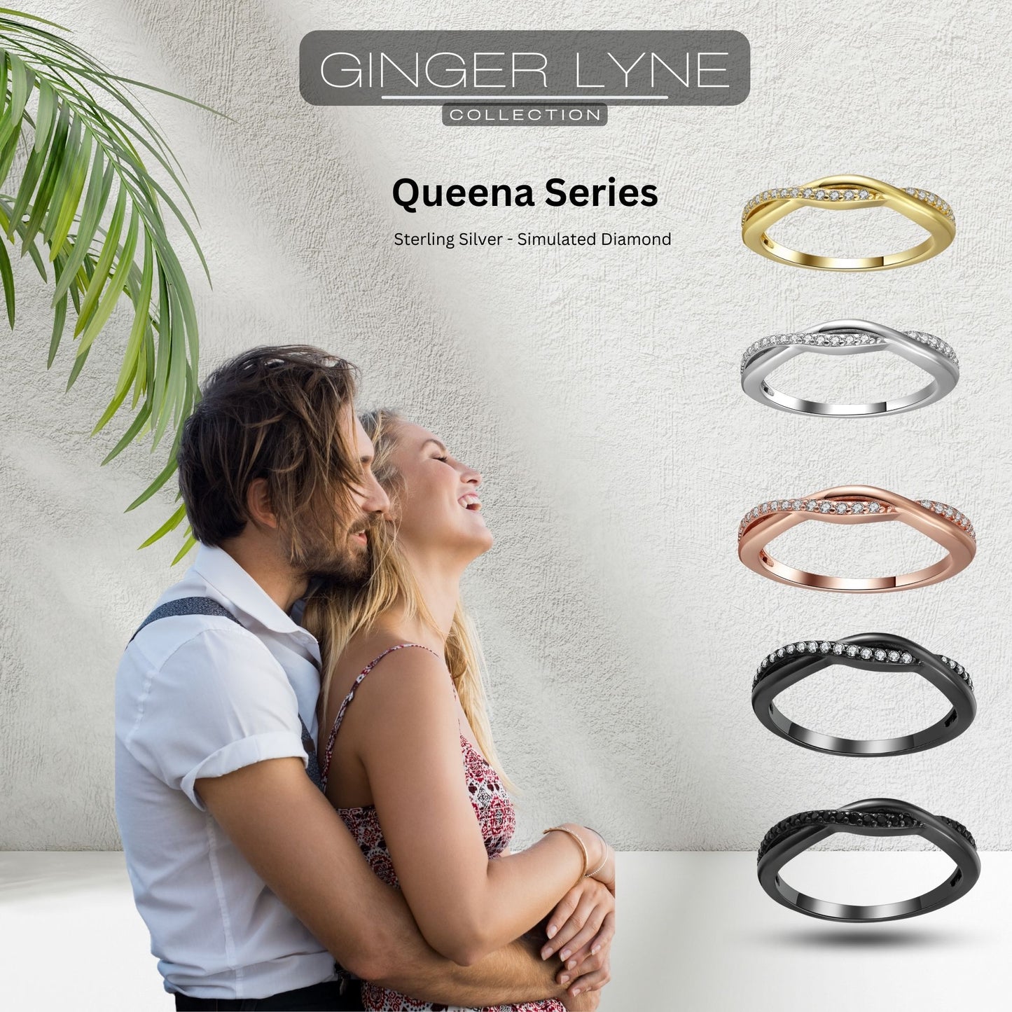 QueenaSterlingSilverWeddingBandforWomenHalfEternityCzAnniversaryRingbyGingerLyneCollection_Gold-ToneSilver-6