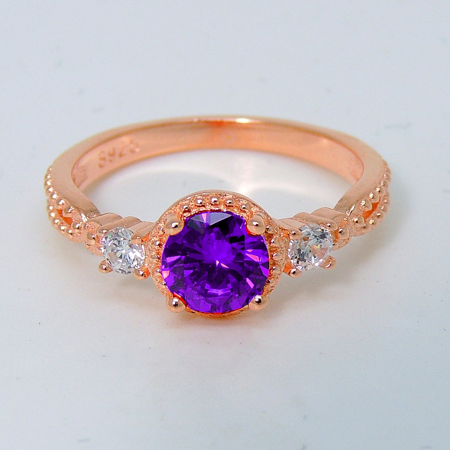 AlexandraBirthstoneRingRoseGoldSterlingSilverPurpleCZWomensGingerLyneCollection_Purple-4