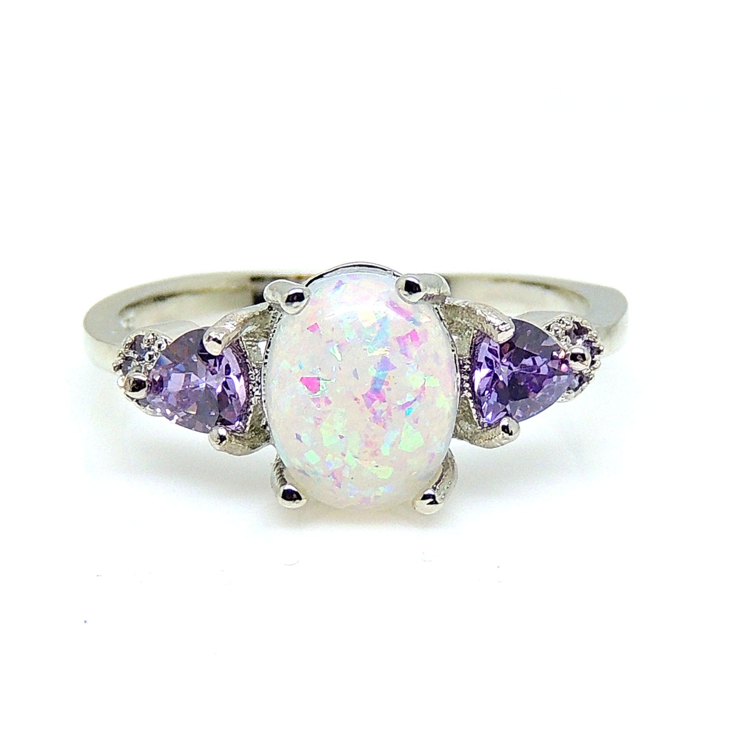 Hotsell Purple and Red Opal Ring