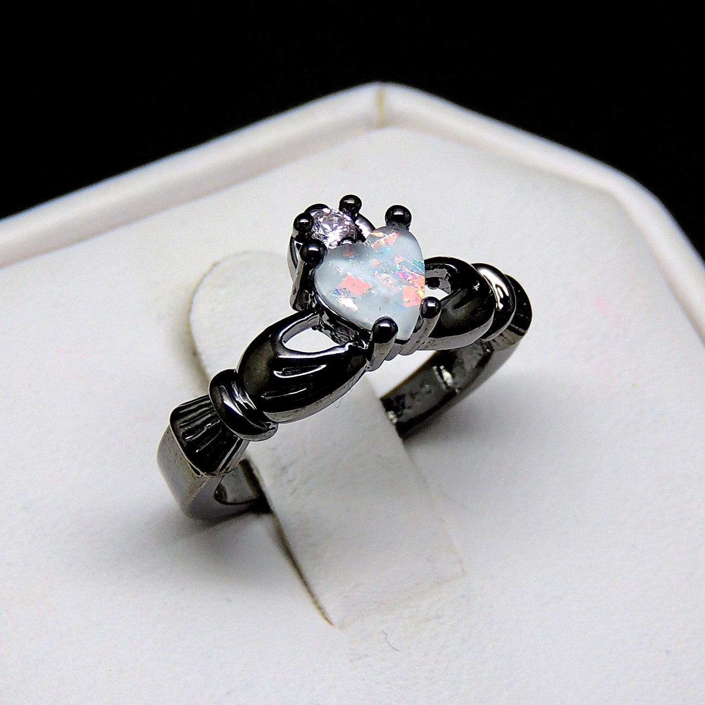 DarlinaEngagementRingforWomenCladdaghCrownFireOpalGingerLyneCollection_Black-6