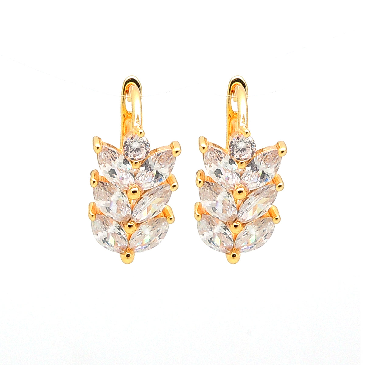 LeafShapeDropEarringsforWomenMarquiseCzGoldPlatedGingerLyneCollection_Gold-1