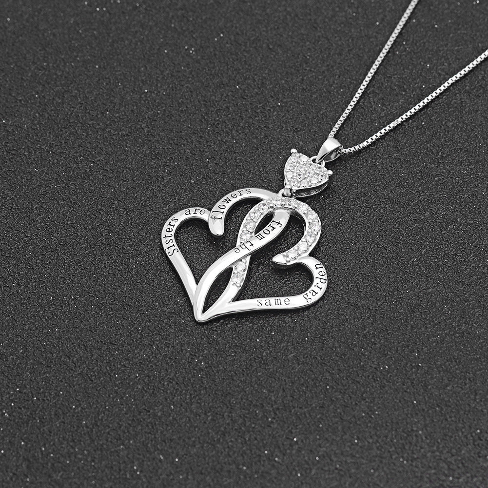 GingerLynePendantNecklaceforWomenSterlingSilverCzSisterHearts_SisterGarden-5
