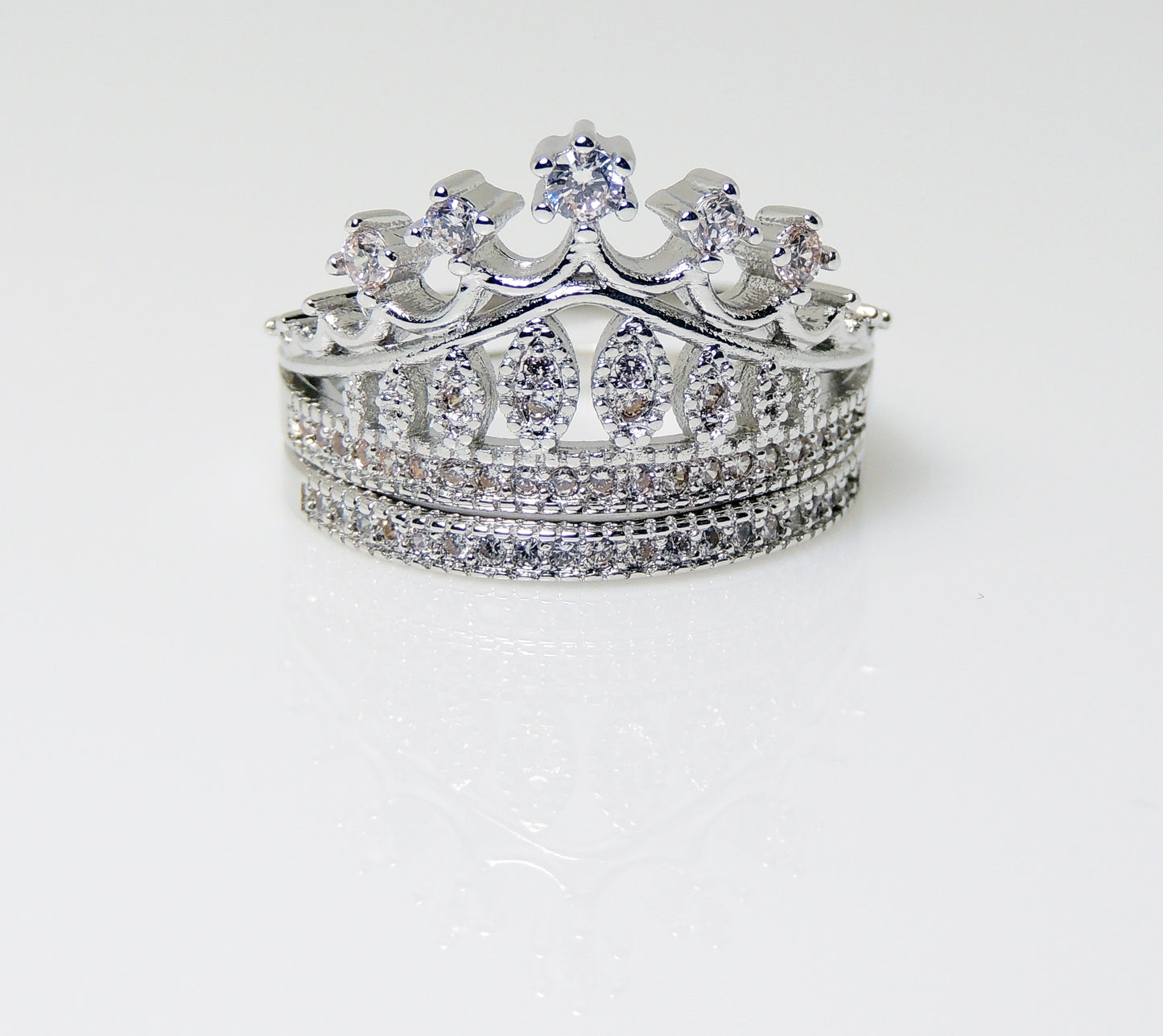 LillettCrownWeddingRingSetforWomenBridalEngagementMatchingBandGingerLyneCollection_Silver-6