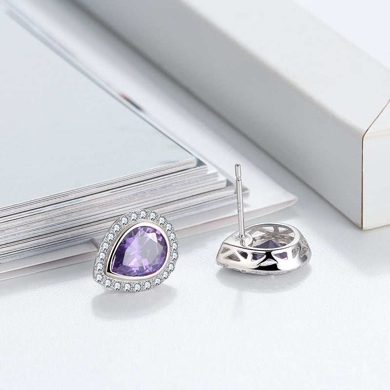 HaloTeardropStudEarringsforWomenSterlingSilverPurpleCzGingerLyneCollection_Purple-3