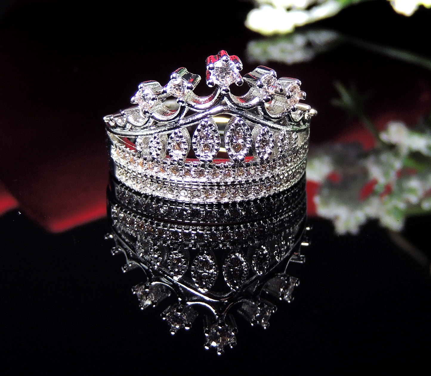 LillettCrownWeddingRingSetforWomenBridalEngagementMatchingBandGingerLyneCollection_Silver-4