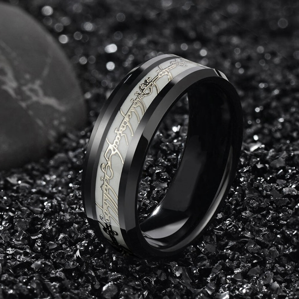 GlowinDarkWeddingBandRingforMenorWomen8mmStainlessSteelorBlackGingerLyne_BlackBlueSilver-4