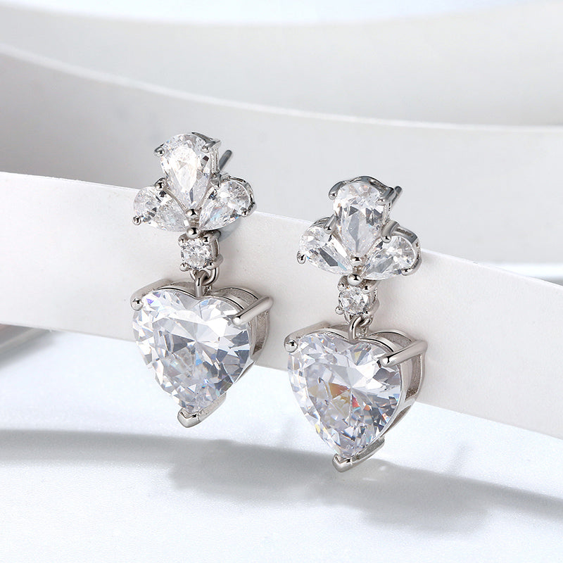 HeartDropStudEarringsforWomenSterlingSilverClearCzWomensGingerLyneCollection_Silver-2