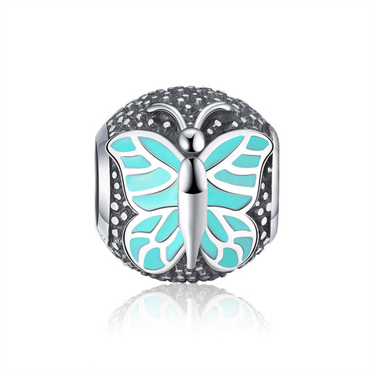 ButterflyCharmEuropeanBeadSterlingSilverBlueGingerLyneCollection_Blue-1