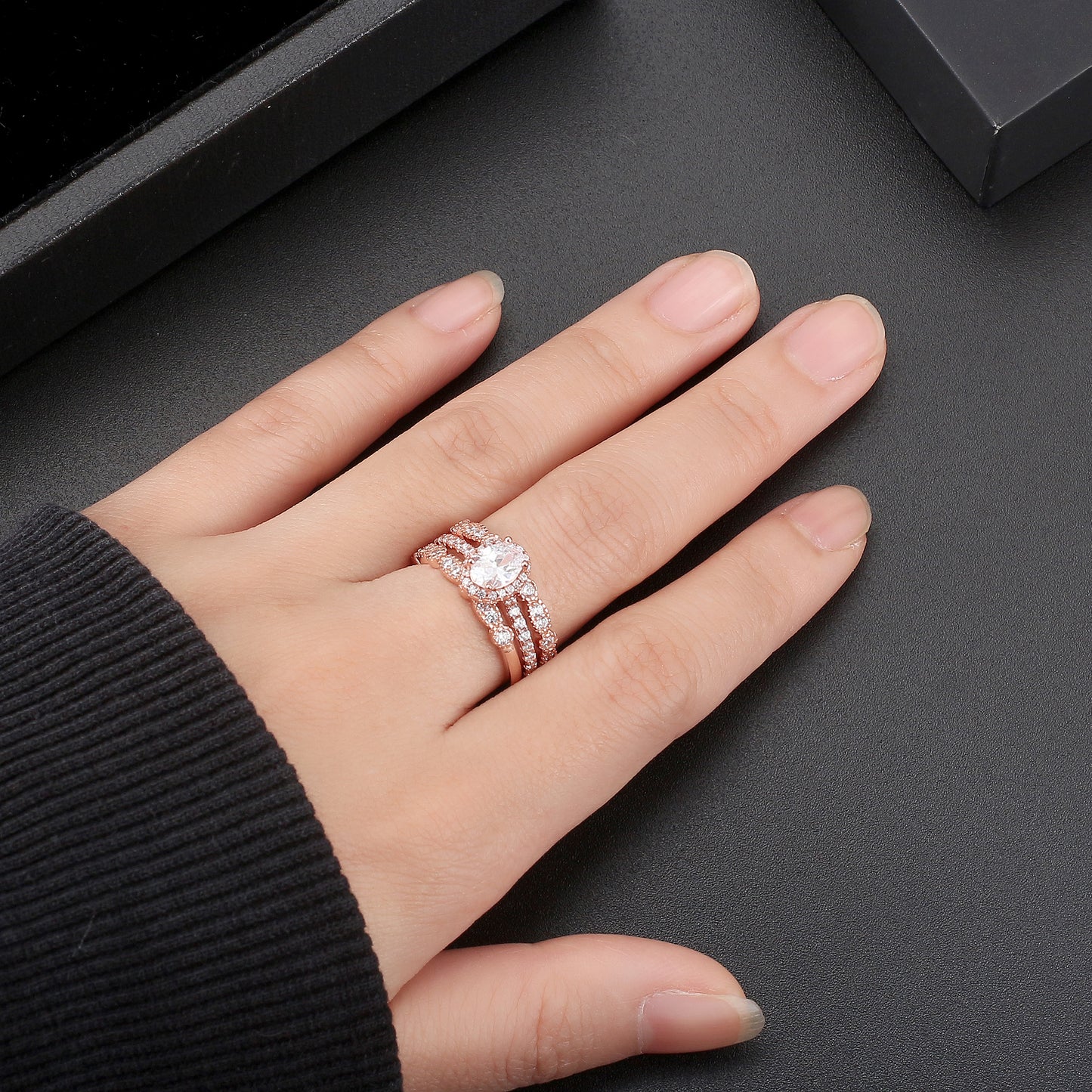 PorshaWeddingRingSetforWomenEngagementRingTwoMatchingBandsSterlingSilverbyGingerLyne_RoseGold-4