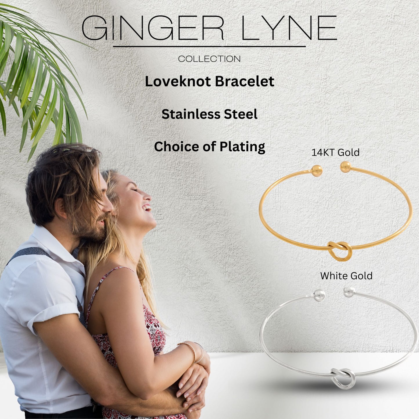LoveKnotBraceletforWomenorMenbyGingerLyneBridalPartyGiftsLargeAdjustableBangle_Gold-4