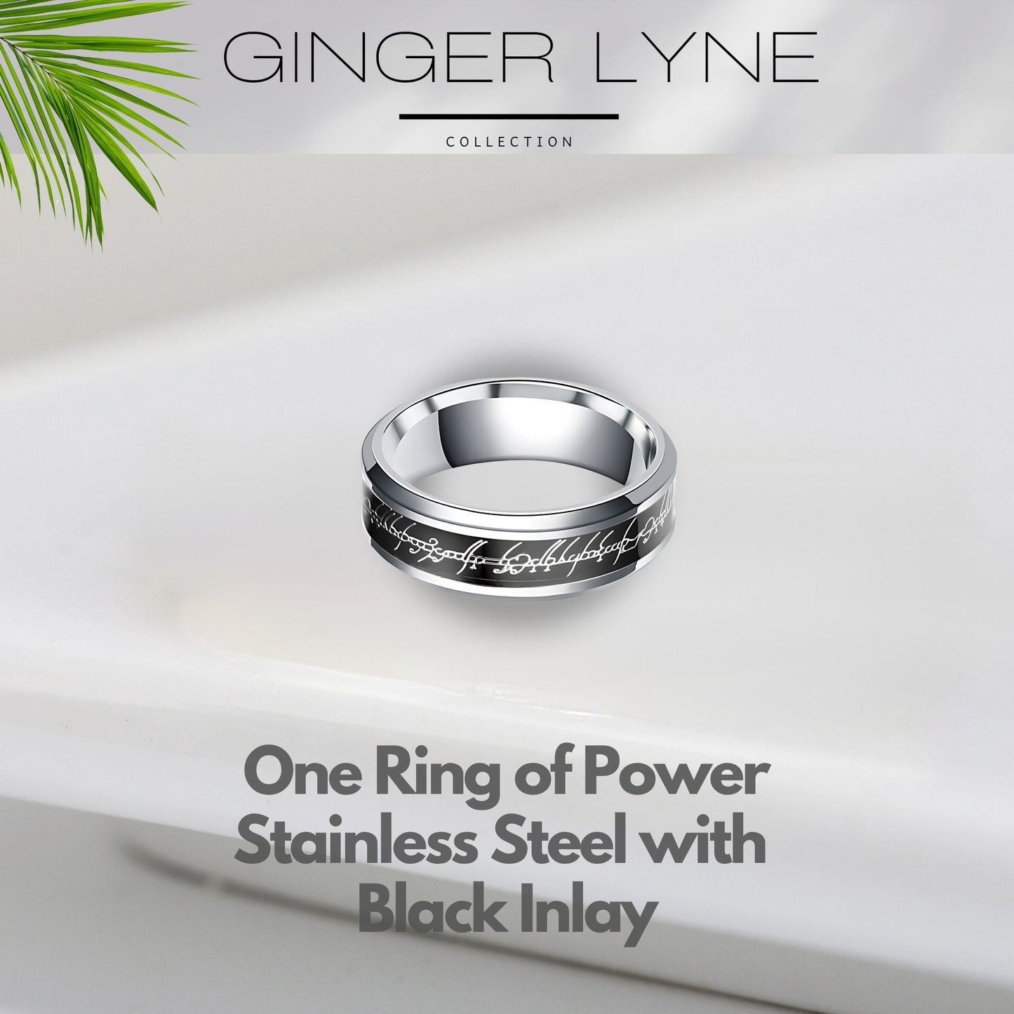 OneRingWeddingBandforMenorWomen8mmStainlessSteelGingerLyneCollection_Black-2