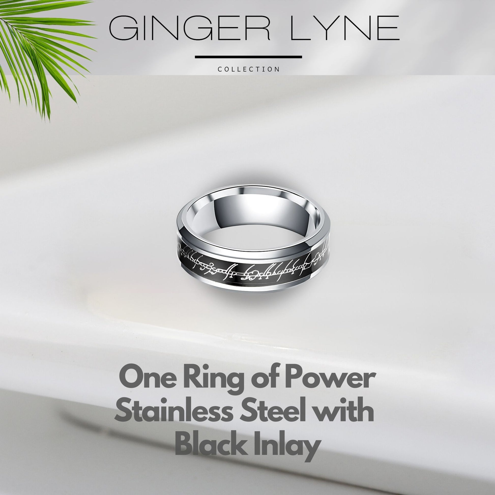 OneRingWeddingBandforMenorWomen8mmStainlessSteelGingerLyneCollection_Black-2