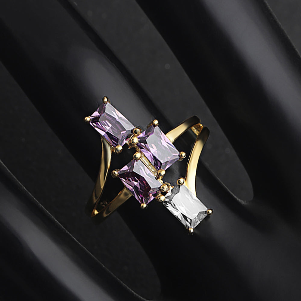 TianaStatementRingBlueCzGoldPlatedSterlingSilverWomensGingerLyneCollection_Purple/Clear-5