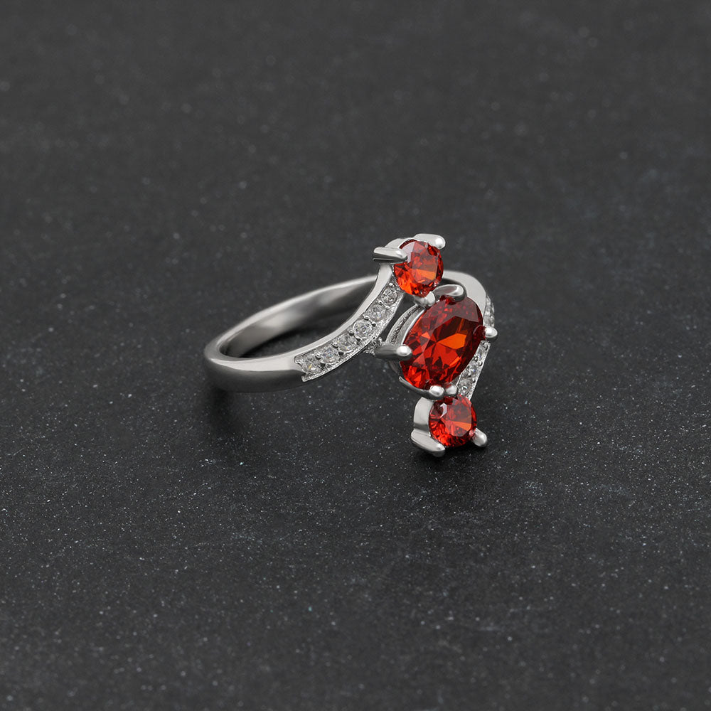 BirthstoneRingforWomenStatementRing3StoneSterlingSilverCzGingerLyneCollection_Red-3