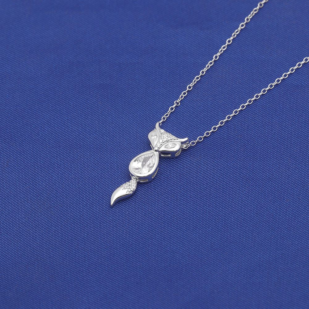 FoxPendantNecklaceforWomenSterlingSilverCzGingerLyneCollection_Silver-3
