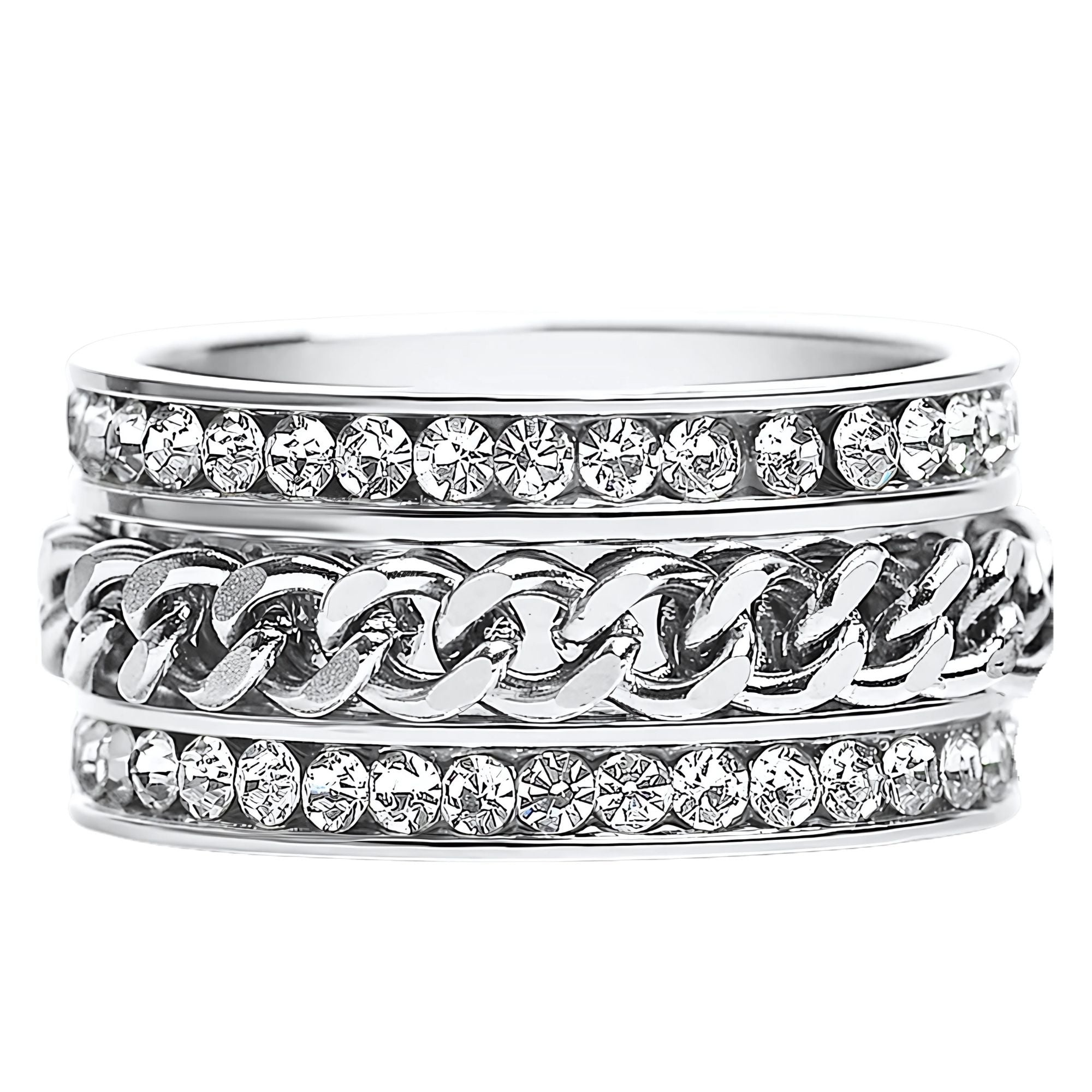 REGINA ROMANTICO 未使用　ETERNITY JK40 Two Row CZ Eternity Ring for Women with Spinner Stainless