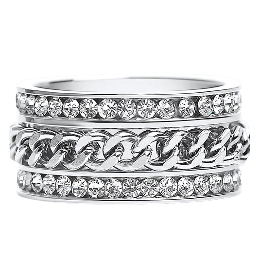TwoRowCZEternityRingforWomenwithSpinnerStainlessSteel11MMWideBandGingerLyne_Silver-1