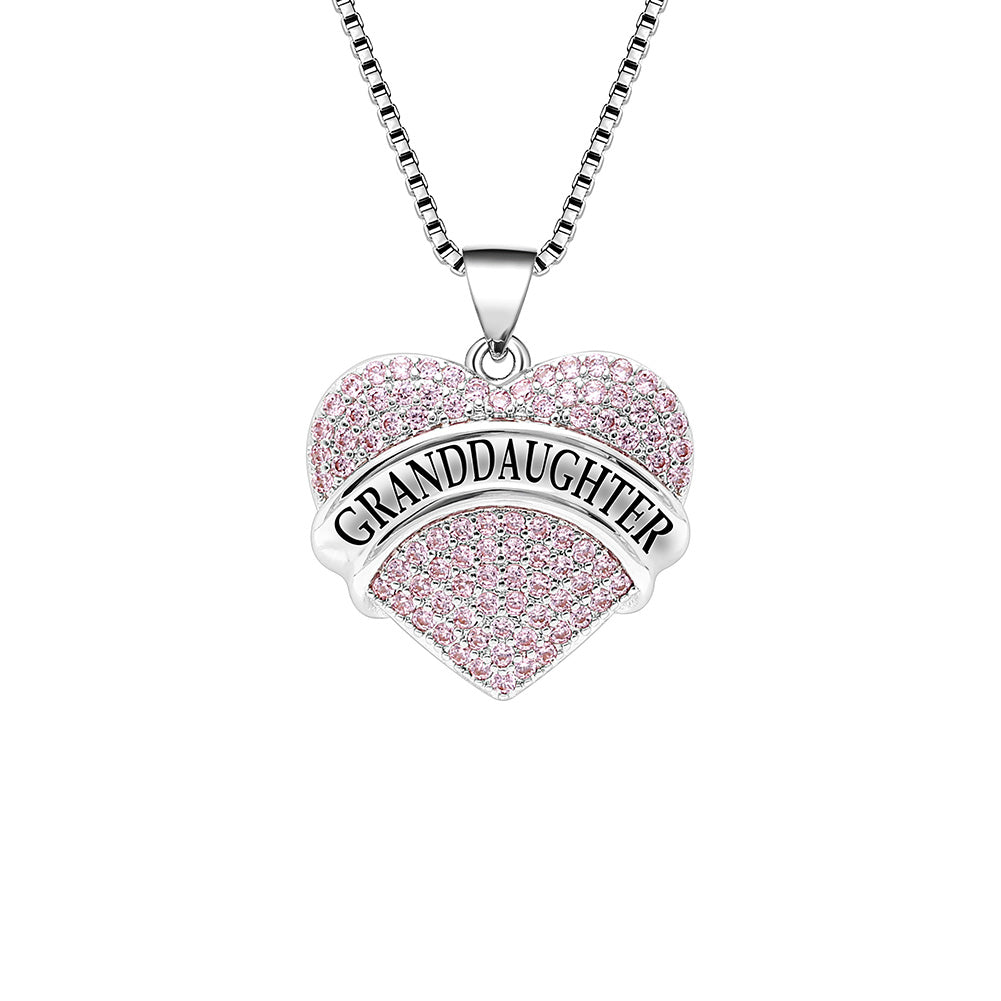GranddaughterNecklaceforWomenbyGingerLyneCZHeartPendantWhiteGoldPlated_Pink-1