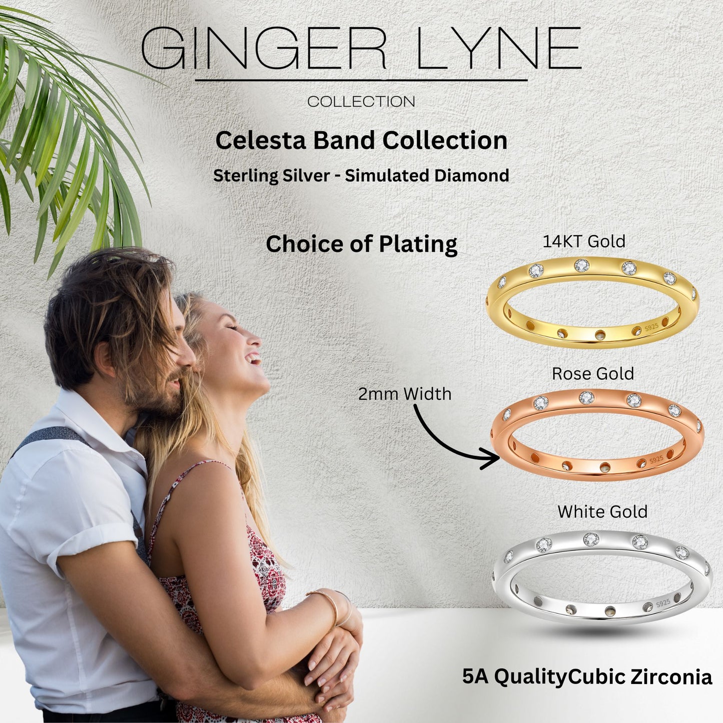 CelestaEternityRingsforWomenStackableWeddingBandsCZ2mmSterlingSilverGingerLyne_Gold-7