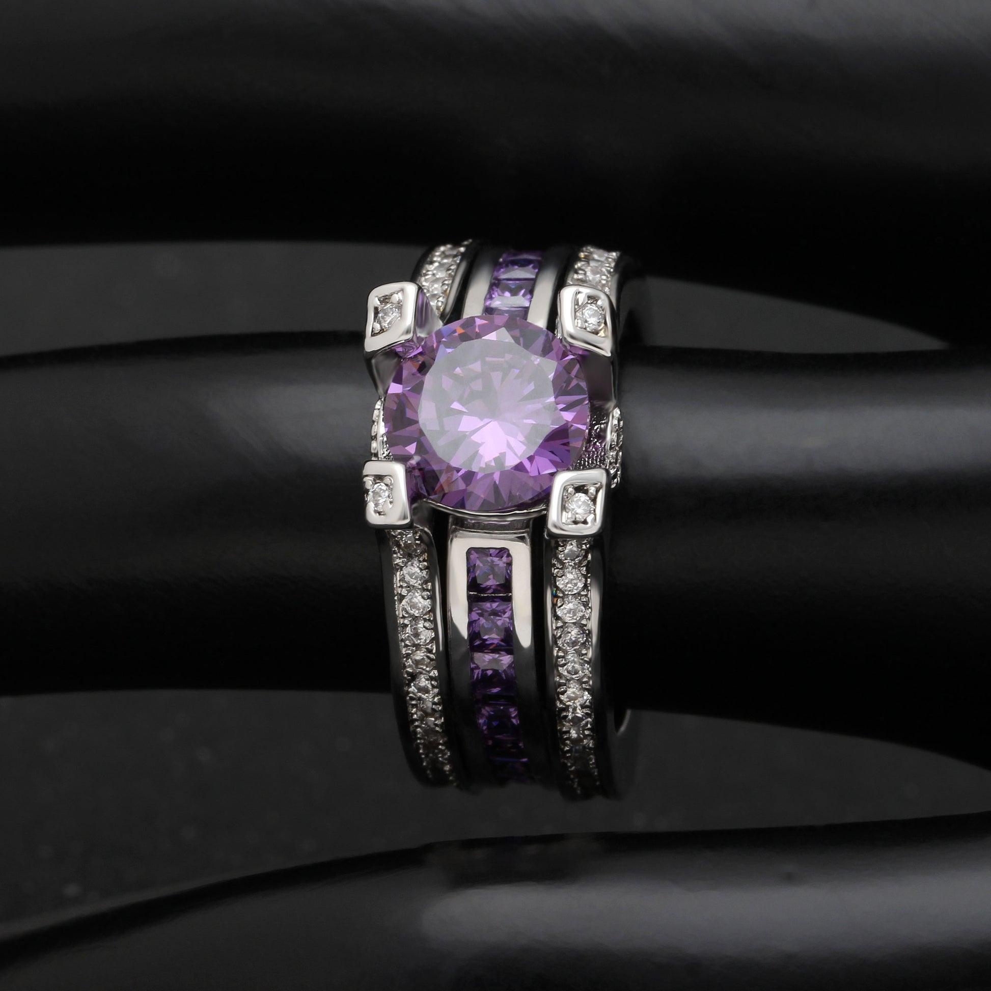 SkylarWeddingRingSetforWomenEngagementRingandMatchingBandCzGingerLyneCollection_Purple/Purple-3