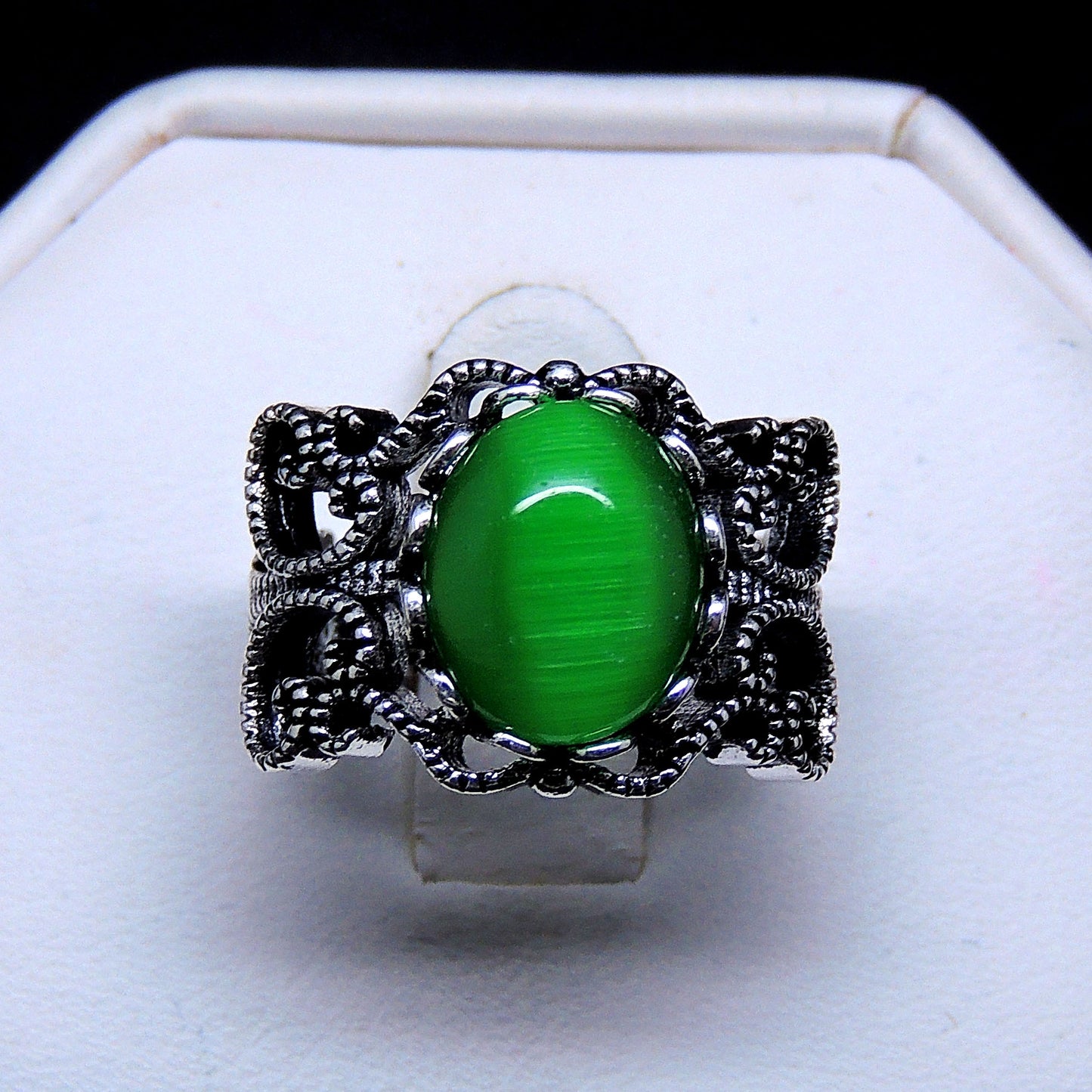 FiligreeWhiteFireOpalStatementRingWomenGingerLyneCollection_Green-2