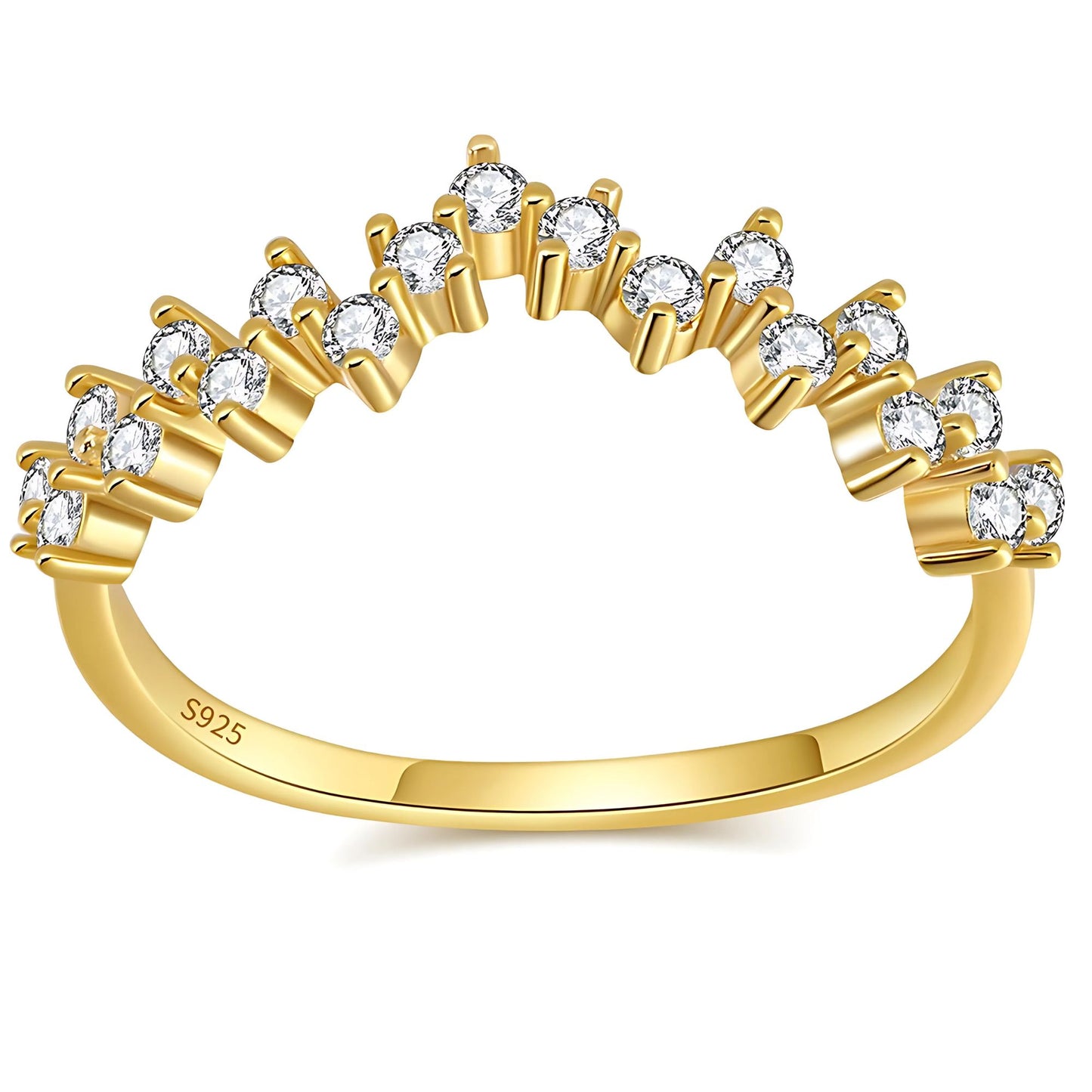 VivianaHalfEternityRingforWomenSterlingSilverCZAnniversaryBandStackableChevronCurvebyGingerLyne_Gold-2