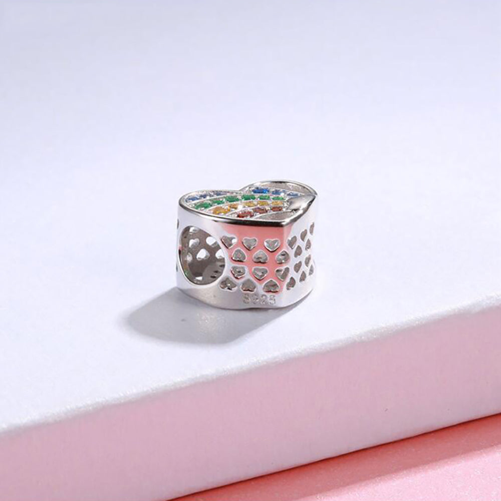 HeartCharmforWomenEuropeanBraceletBeadSterlingSilverRainbowCZGingerLyneCollection_Silver-2