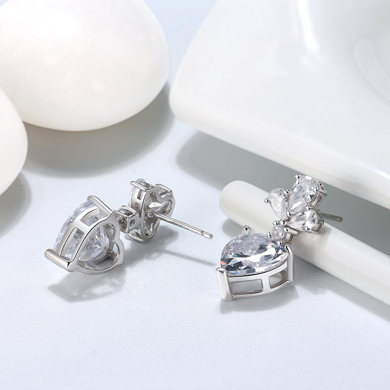 HeartDropStudEarringsforWomenSterlingSilverClearCzWomensGingerLyneCollection_Silver-3