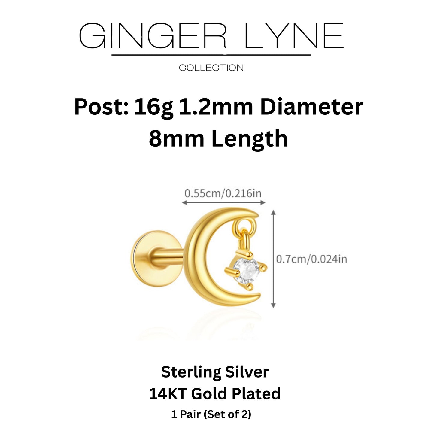 MoonandStarFlatBackEarringsforWomenSterlingSilver16gCartilageHelixLobeBodyPiercingStudGingerLyne_Gold-5
