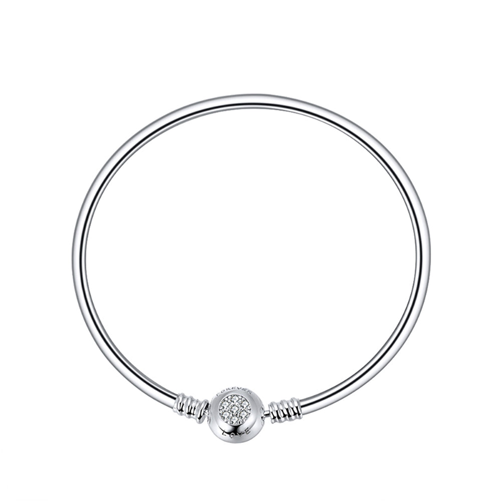 SnakeChainCharmBraceletSterlingSilverCzLoveClaspGingerLyneCollection_19cmSolid-1