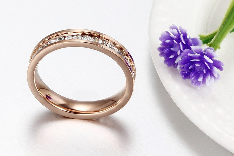 OneRowCzWeddingEternityBandRingSteelWomensMensGingerLyneCollection_RoseGold-2