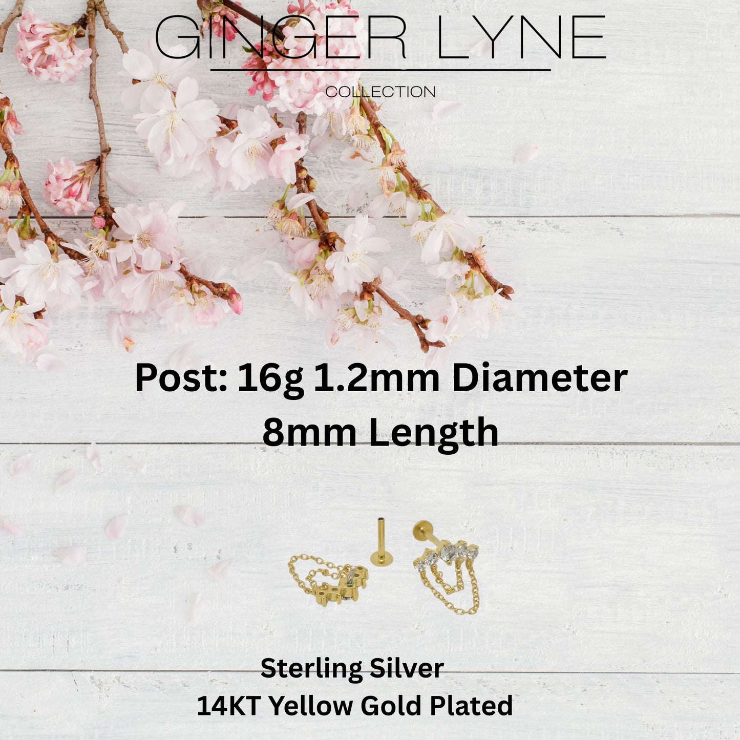 CrawlerwithChainsCZFlatBackEarrings16gCartilageHelixTragusLobeSterlingSilver1pairbyGingerLyne_Gold-3