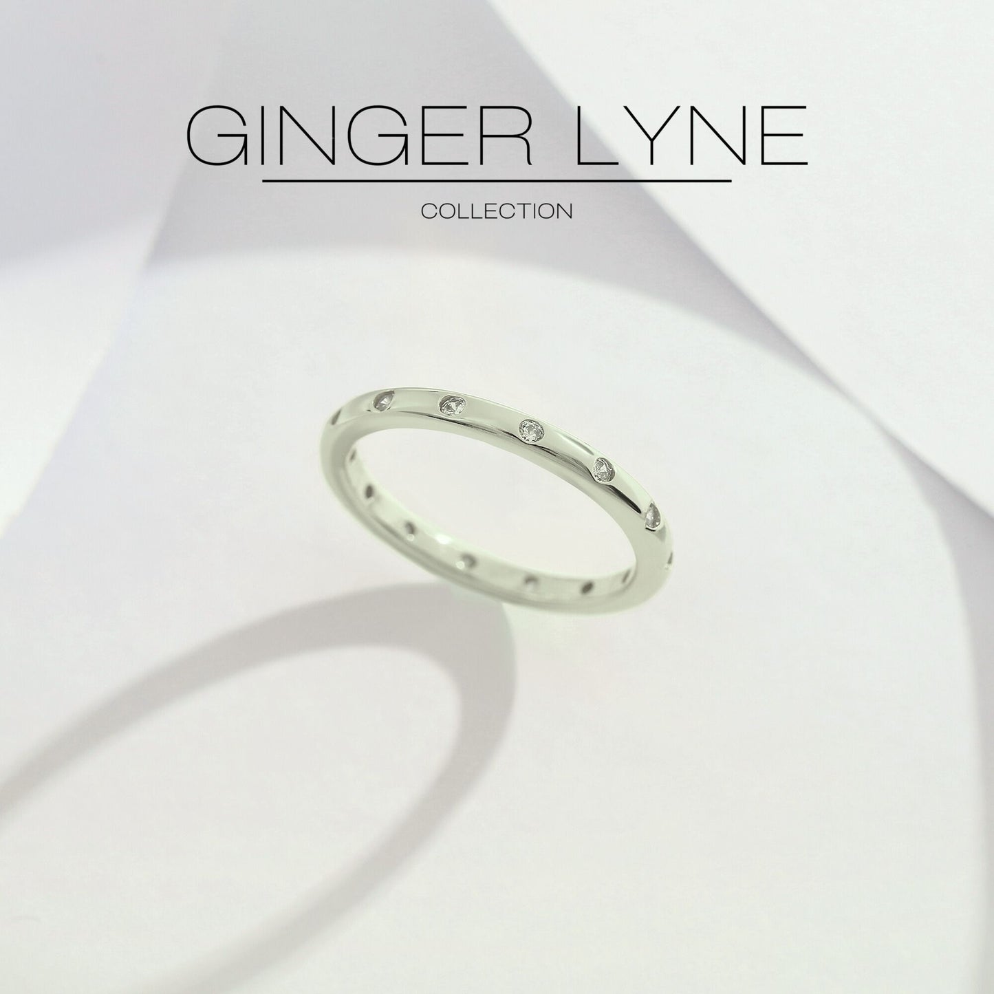 Celesta Eternity Rings for Women Stackable Wedding Bands CZ 2mm Sterling Silver Ginger Lyne