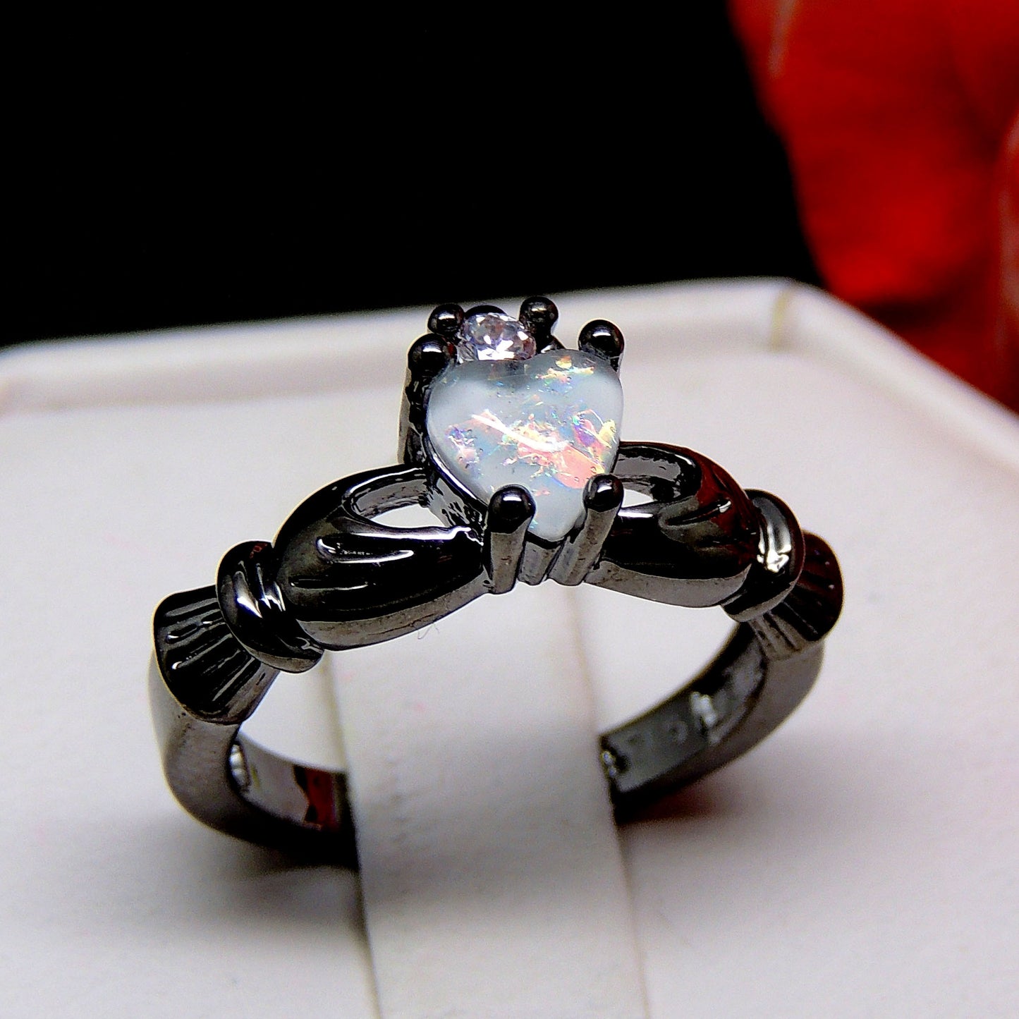 DarlinaEngagementRingforWomenCladdaghCrownFireOpalGingerLyneCollection_Black-4