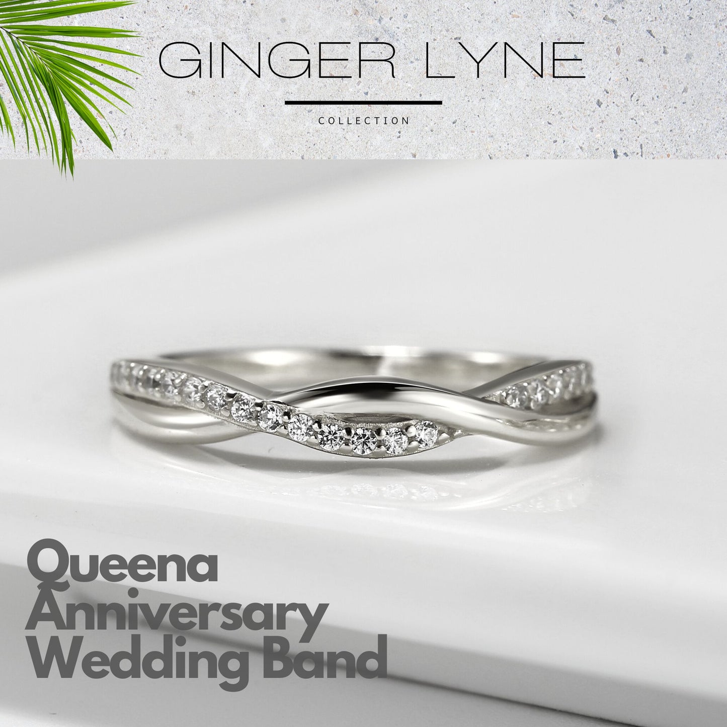 SterlingSilverRoseGoldWeddingBandforWomenHalfEternityCzAnniversaryRingbyGingerLyneCollection_WhiteGold-Silver-2