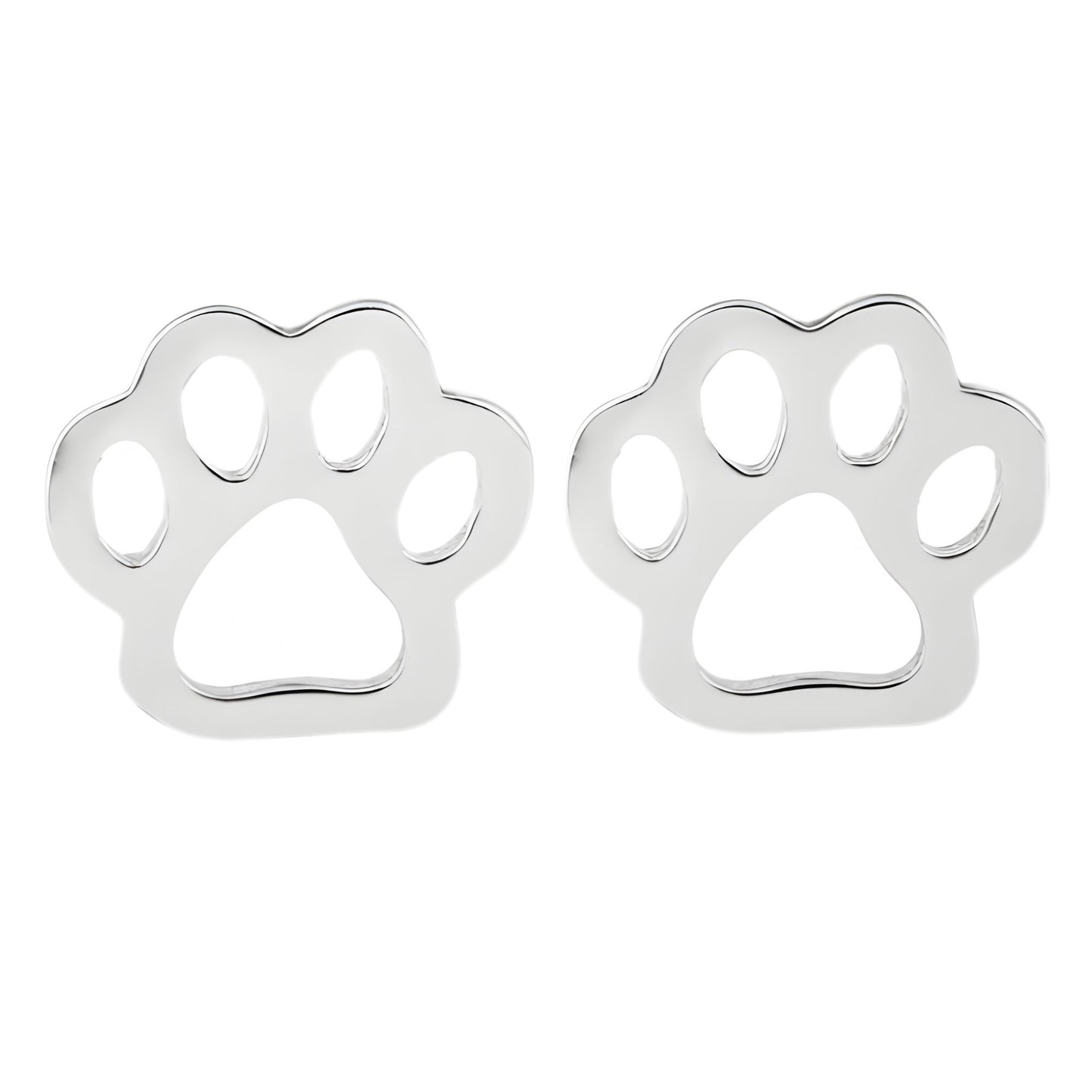 GingerLynePawPrintEarringsforWomenPetDogorCatLoverStainlessSteelStud_SilverTone-1