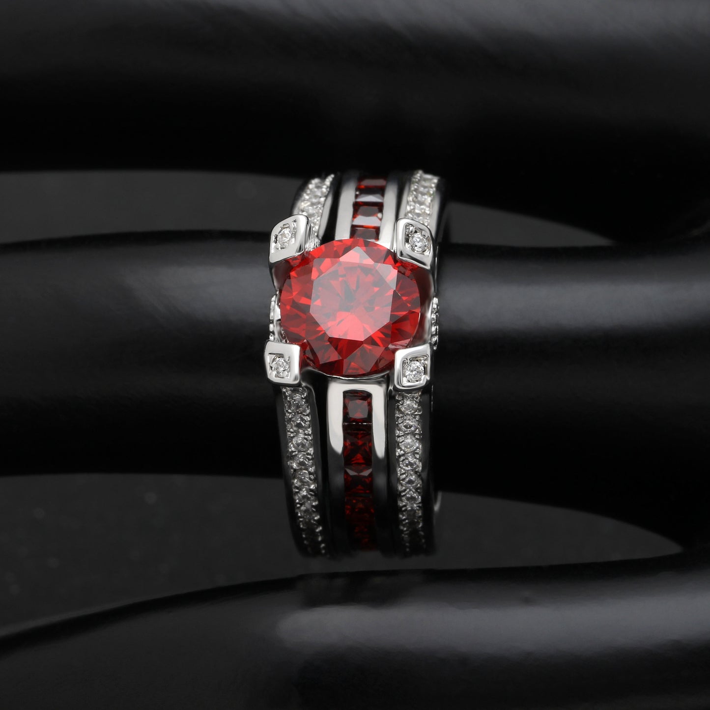 SkylarWeddingRingSetforWomenEngagementRingandMatchingBandCzGingerLyneCollection_Red/Red-3
