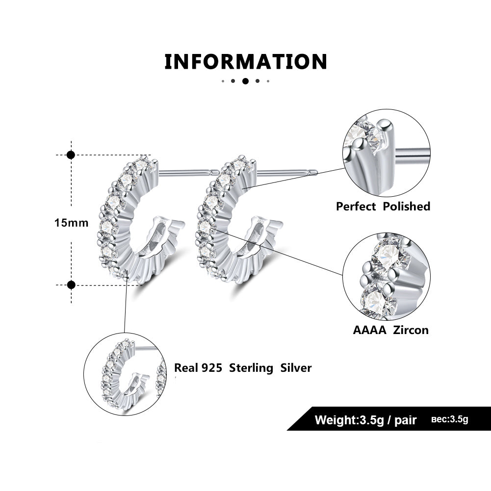 HalfRoundCurvedEarringsforWomenSterlingSilverClearCzGingerLyneCollection_Silver-6