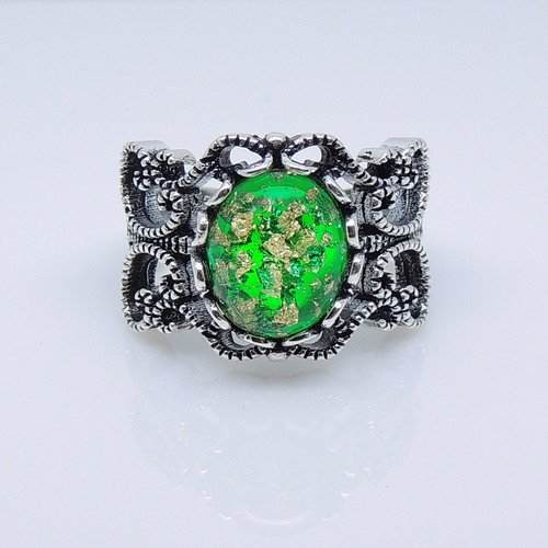 FiligreeWhiteFireOpalStatementRingWomenGingerLyneCollection_Green/Gold-5