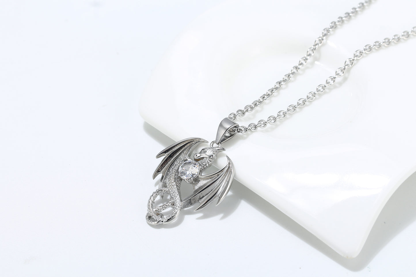 DragonNecklaceforMenorWomenStainlessSteelCzPunkGothicGingerLyneCollection_Silver-3